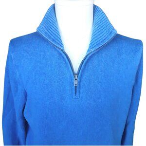 GAP SZ M Azure Blue 100% Cotton Quarter Zip Long Sleeved Sweater